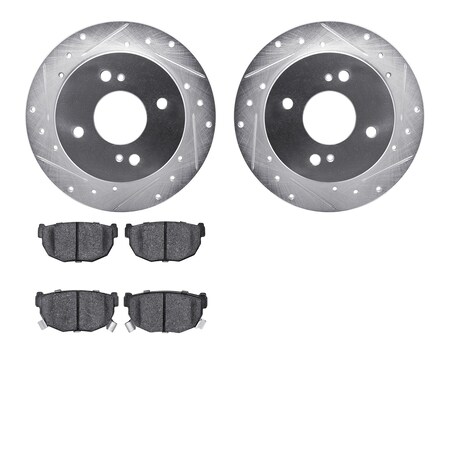 Dynamic Friction Co 7502-67008, Rotors-Drilled and Slotted-Silver with 5000 Advanced Brake Pads, Zinc Coated 7502-67008